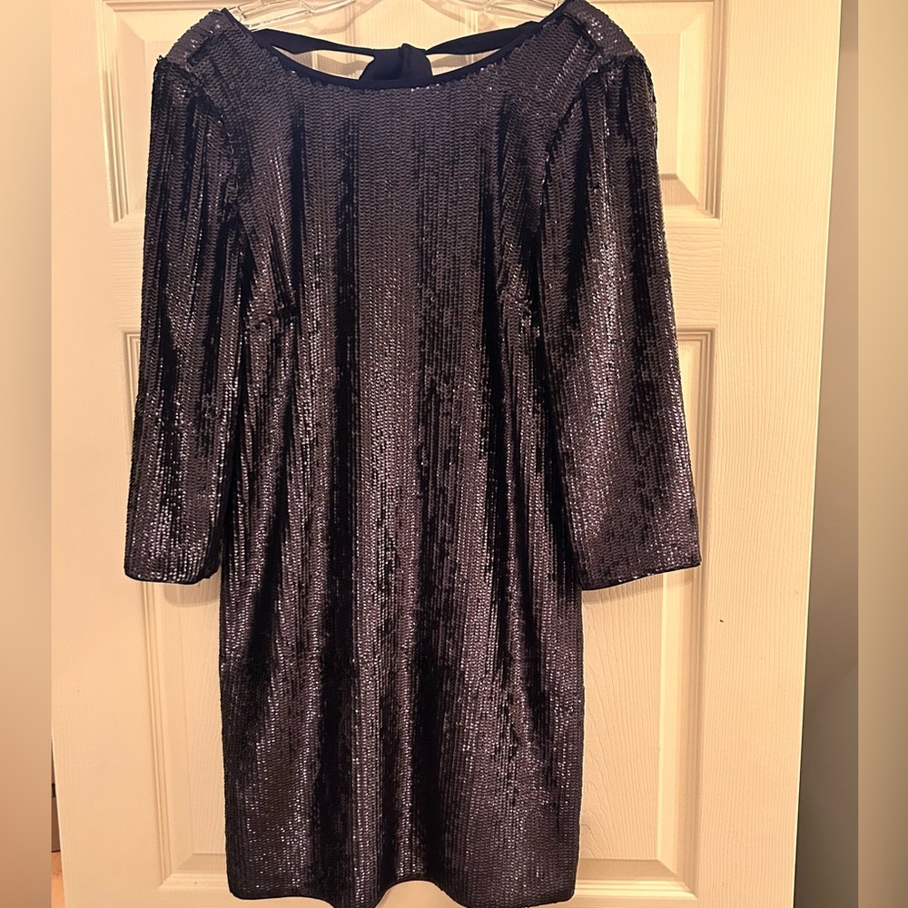 J. Crew, NWT, Sequined Sheath Mini Dress. Navy. Size 2